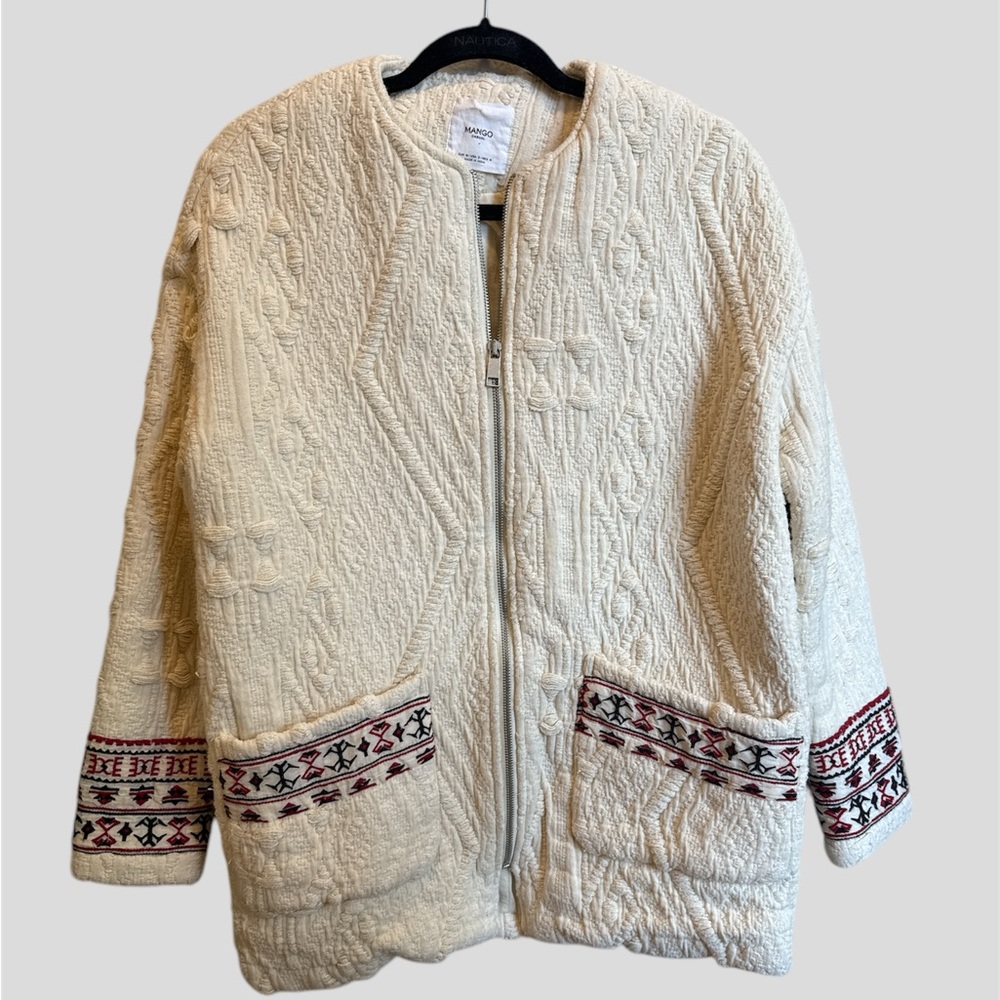 Mango Casual Embroidered Knit Jacket